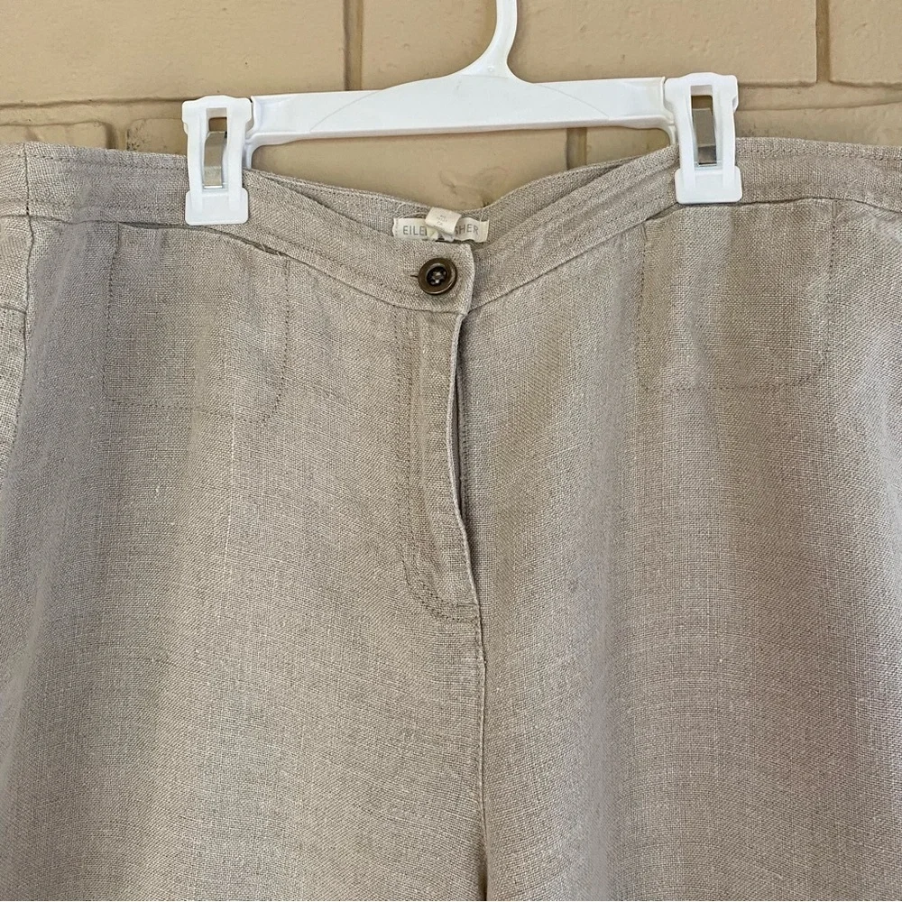 Eileen Fisher Organic Linen Wide Leg Crop Pants Lagenlook Quiet Luxury Boho 10 - Picture 2 of 8